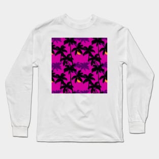 Violet Oasis with Palm Silhouettes Long Sleeve T-Shirt